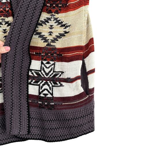 BCBGMAXAZRIA Aztec Patterned Sleeveless Open Front Knit Cardigan Medium - Picture 3 of 8